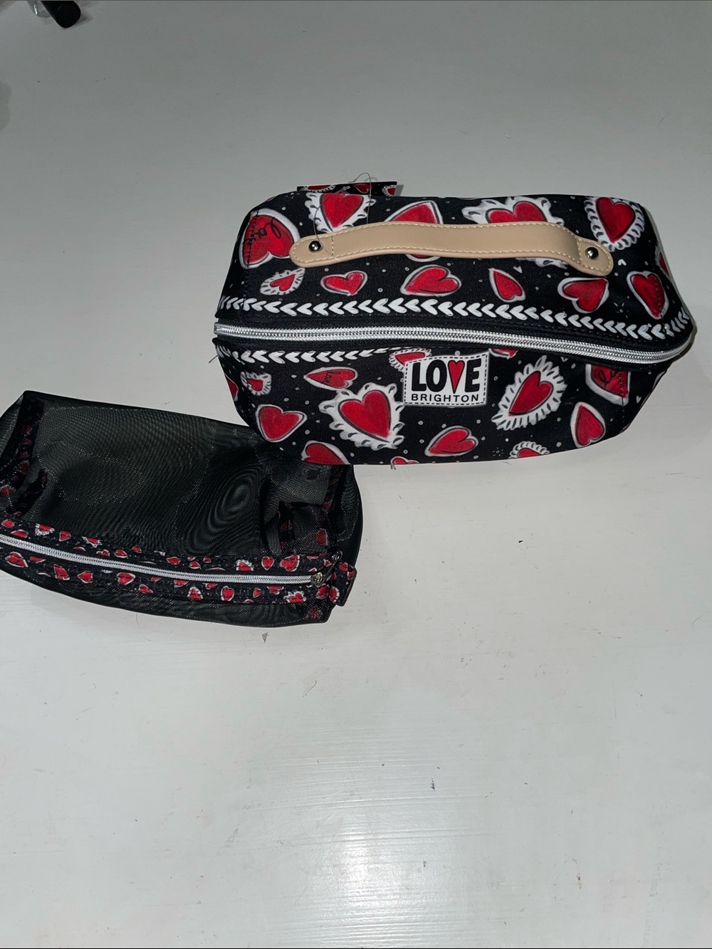 NWT Brighton Hearts a Flutter 2 piece cosmetic bag